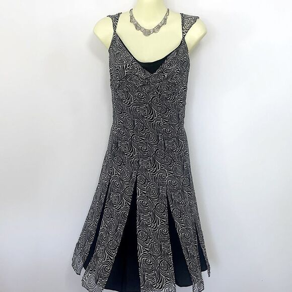 BCBG Dress Geometric Drop Waist Panel Skirt Silk Sz 6 Excellent - Picture 1 of 8